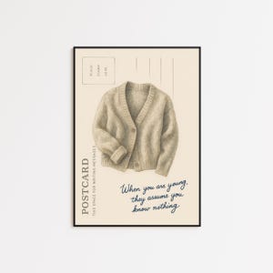 Stampa lirica Cardigan - Maglione lavorato a maglia accogliente, cartolina da parete per Swifties