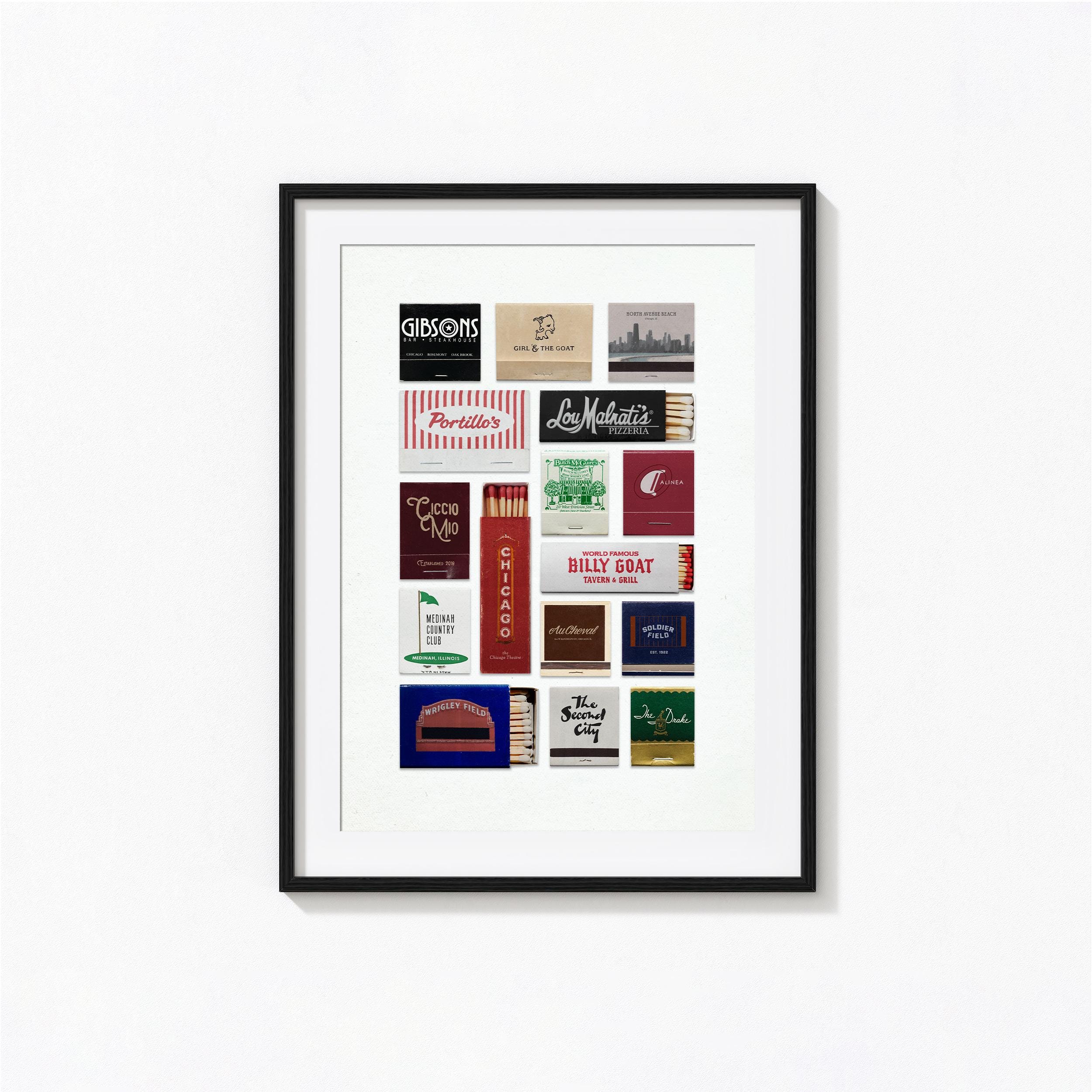 Chicago Vintage Matchbook Collage Print | Retro Bar & Restaurant Decor | Nostalgic Illinois Wall Art