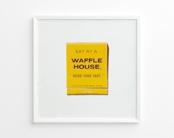 Waffle House Matchbook Art Print | Retro Diner Nostalgia | Vintage Ephemera Wall Decor