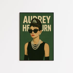 Poster di Audrey Hepburn – Eleganza vintage, arte murale verde