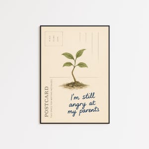 Impression lyrique Growing Sideways - Carte postale de plantes en germination inspirée de Noah Kahan