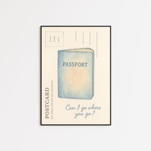 Stampa per passaporto "Lover Lyric" - Cartolina da parete minimalista ispirata ai viaggi