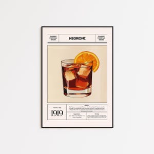 Negroni Cocktail Print | Classic Italian Drink Art | Vintage Bar Decor