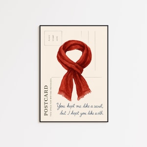 Impression d'écharpe rouge trop bien - Art mural lyrique de style carte postale pour Swifties