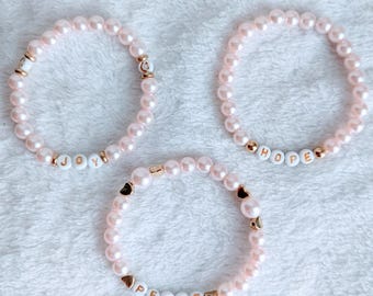 Pearl beaded letters bracelets in 7 styles