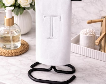Monogrammed Towel | Embroidered Initial, Modern Bathroom Decor, Wash Cloth Towel
