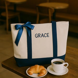 Custom Tote Bag, Bridesmaid Gift,  Beach Handbags, Embroidered Canvas Tote Bag,  School Bag, Custom Text Tote, Bachelorette Gifts