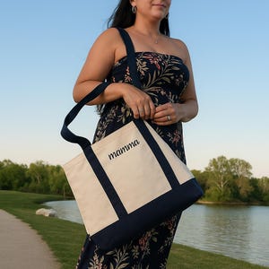 Custom Tote Bag, Canvas Tote Bag, Custom Text Tote,  Bachelorette Gift, School Bag, Embroidery Tote Bag, Personalized Gift, Gift for Her