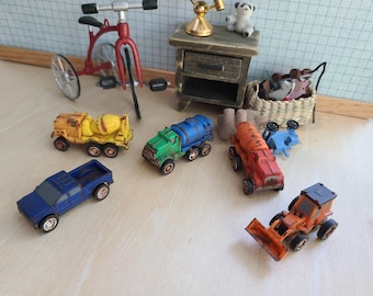 Miniature Tonka Truck Toy for Dollhouse Vintage Toy Truck 1:12 scale