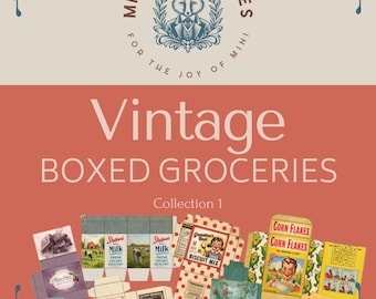 Dollhouse Vintage Groceries Printable for Dollhouse Scene or Miniature Food and Grocery Diorama 1:12