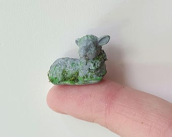 Miniature Garden Lamb Decoration for Spring Dollhouse Diorama Stone Statue 1:12 scale