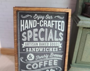 Cafe A-Frame Sign Miniature Coffee Shop Sign Board for Bistro Dollhouse scale 1:12