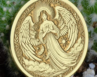 Collar con medallón de ángel en oro de 14 quilates: joyería espiritual de plata