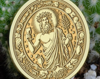 14K Gold Dionysus Medallion Necklace: Greek God of Wine Charm