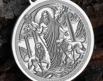 Silver Hades Medaljong Halsband: Grekisk Mytologi Hänge