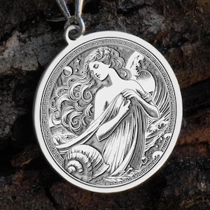 Silber Aphrodite Halskette, 14K Solid Gold Aphrodite Charm Anhänger, griechische Göttin Schmuck, Silber Venus Halskette, Geschenk für Mythologie-Liebhaber