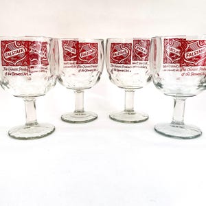 Vintage 60s Falstaff Beer Goblets - Set of 4 Thumbprint Stemmed Glasses