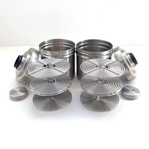 Vintage 35mm Film Developing Tanks with Reels - Set of 2 - Stainless Steel Japan