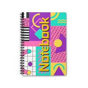 90s Notebook Retro Y2K Spiral Bold Colors & Abstract Vibes Notebook Ruled Lines Neon Back to School Supplies Fun Office Stationery Students