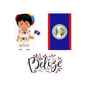 Belize Cultural Kiss Cut Stickers colorful Travel Decal Laptop Belize Gift Cute Vinyl Sticker Central America Vibes Latina Pride Heritage