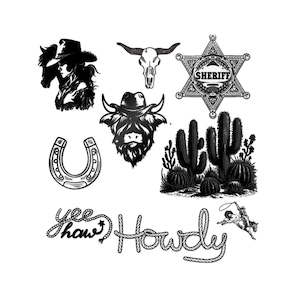 Western Theme Cowboy Stickers, Vintage Cowboy Art, Gifts for Cowgirls, Rustic Decor, Party Favors, Western Decor
