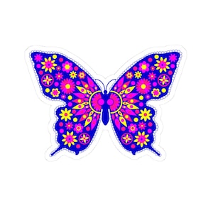 Lebhafter Schmetterling Kiss-Cut Vinyl Aufkleber - Naturinspirierter Laptopaufkleber mit floraler Ästhetik