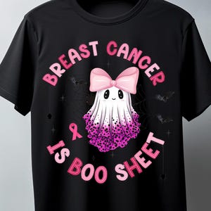 Brustkrebs ist Boo Blatt PNG digitaler Download, Brustkrebs Bewusstsein Boo Blatt PNG Clipart, Pink Ghost Ribbon Shirt Designs