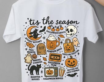 Halloween PNG, Tis The Season PNG, Spooky Witch Pumpkin Icons, Fall Retro Halloween Shirt Clipart, Cute Halloween Design
