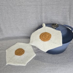 Sunny Side Up Egg Pot Holders - Crochet Hot Pad/Trivet
