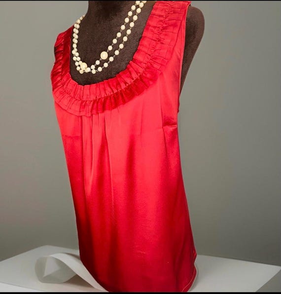 Vintage LOFT Ruby Red Satin Holiday Blouse | Pinn… - image 8