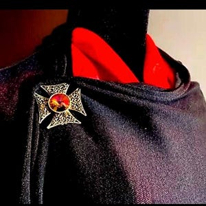 Vintage Maltese Cross Necklace: Filigree Crystal Pendant, Choker or Brooch