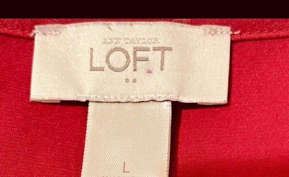 Vintage LOFT Ruby Red Satin Holiday Blouse | Pinn… - image 11