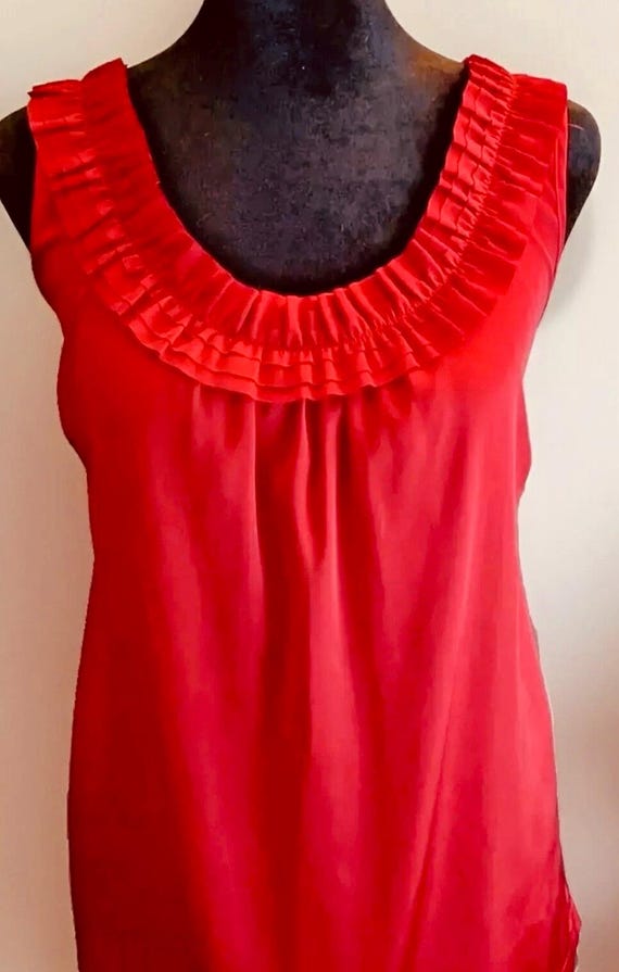 Vintage LOFT Ruby Red Satin Holiday Blouse | Pinn… - image 12