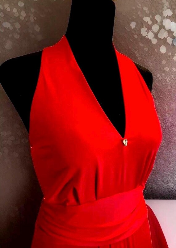 Vintage 90s Calvin Klein Red Liquid Knit Halter Dress, Rhinestone Detail, Size 8 - Etsy Vintage 90s Calvin Klein Red Liquid Knit Halter Dress, Rhinestone Detail, Size 8 - Etsy