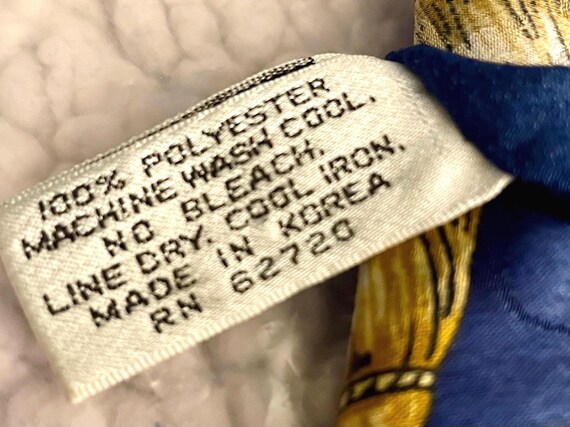 Vintage Leslie Fay Scarf 1980s Blue & Gold Nautic… - image 14