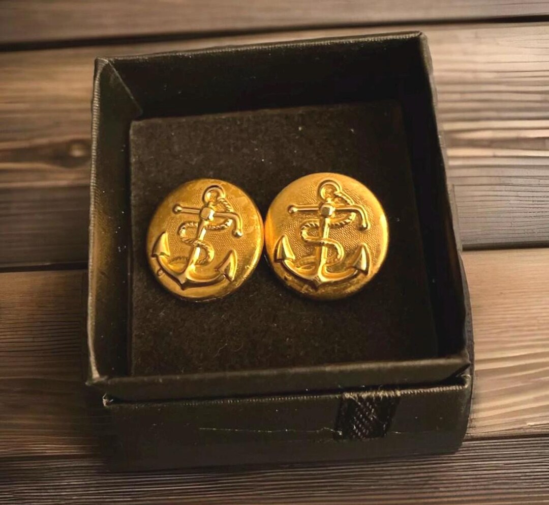 Antique Italian Brass Nautical Anchor &rope Buttons Upcycled to Stud ...