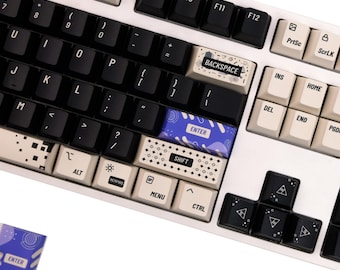Black White Memphis Design Keycaps,Original PBT Set for ROG Azoth,Wooting 60HE, ROG Falchion,Hall Effect Magnetic Switches,Gaming Keyboard