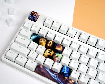 Teclas artesanales de LoL, teclas PBT con temática de campeones, teclas de campeones personalizadas, retratos de campeones, regalos perfectos para jugadores.