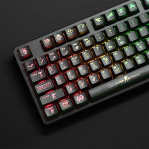 CSGO RGB-Tastenkappen – Transparente, hintergrundbeleuchtete 104-Tasten-Serie für mechanische Tastaturen, OEM-Profil, perfektes Geschenk für Gamer