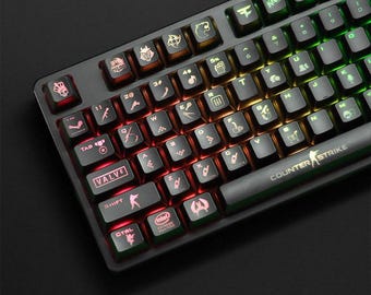 CSGO RGB Keycaps – Translucent Backlit 104 Keys Set for Mechanical Keyboard, OEM Profile Backlit, Perfect Gift for Gamers