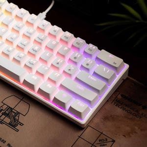 Mechanical Gaming Keyboard 61-Key RGB Wired Mini Compact, Rainbow Backlit Floating Shell Design for PC Gamers LAN Parties