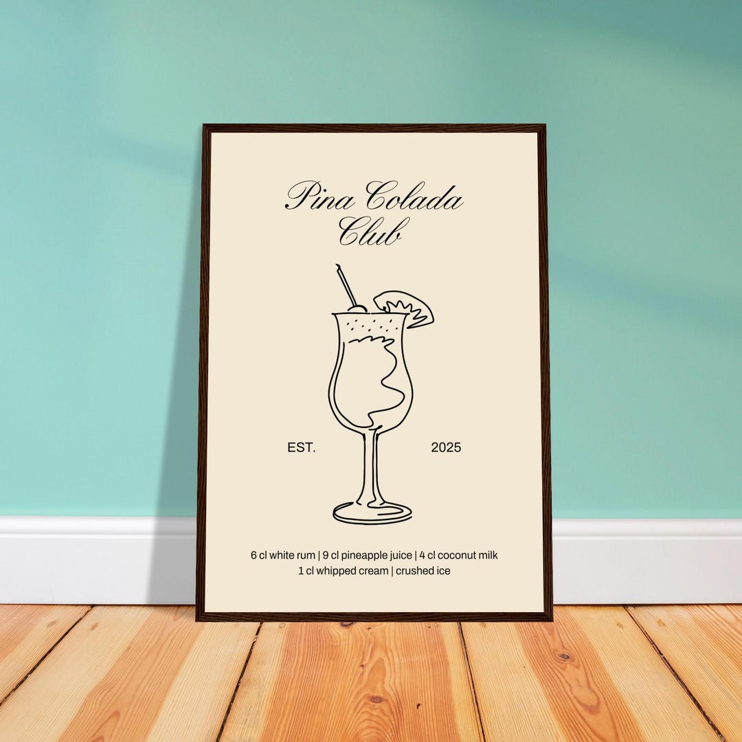 Pina Colada Club | Cocktail | Bar Art | Gift | Premium Poster With ...