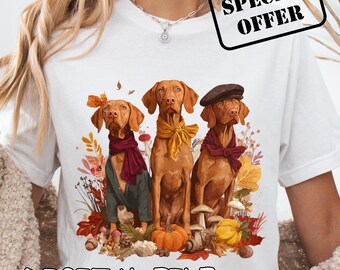 Fall Vizsla Dog PNG: Thanksgiving Shirt Design (Digital Download)
