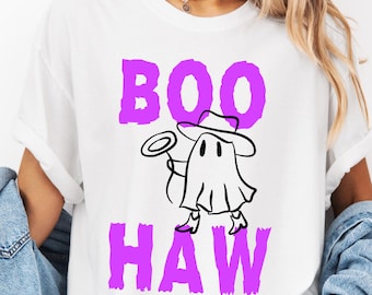 Boo Haw Ghost Cowboy PNG, Western Halloween Sublimation Design, Funny Spooky Ghost Digital Download, Cowboy Ghost Clipart (Digital Download)