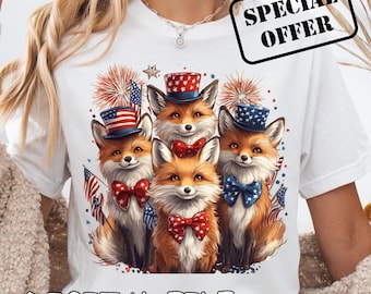 Patriotic Foxes 4th of July PNG: American Freedom Design (Digital Download)