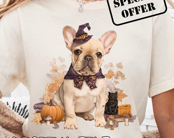 Halloween French Bulldog PNG, Witchy Ghost Design (Digital Download)
