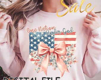 One Nation Under God PNG: Christian Patriotic Design (Digital Download)