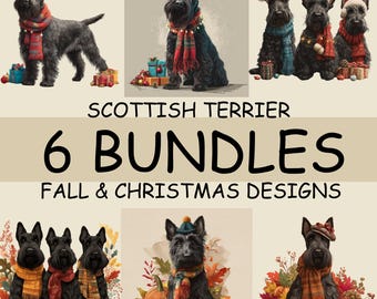 Paquete personalizado de Scottish Terrier para otoño y Navidad: diseño de perro de temporada (descarga digital)