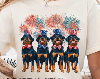Patriotic Rottweiler Dog PNG, 4th of July America Design (Digital Download)