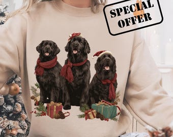 Newfoundland Dog Christmas PNG: Festive Tee Design (Digital Download)